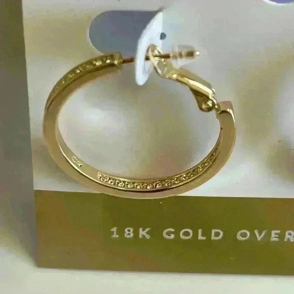 And Now This Medium Crystal Inside Out Medium Hoop In Gold Plate Earrings New - Picture 10 of 10